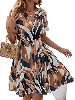 TOOSIS Summer Dresses for Women 2024 Short Sleeve Allover