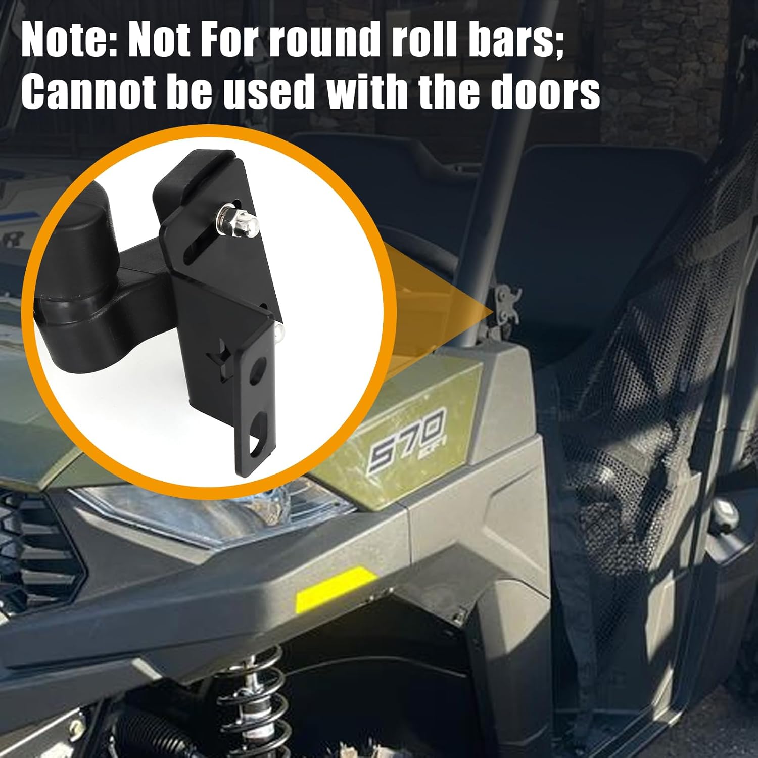 UTV Side By Side Mirrors Rear View Mirrors Compatible with 2013-2023 Polaris Ranger 500 570 900, NOT Fit On Round Tube Roll Cage, Z-Shaped - Image 5