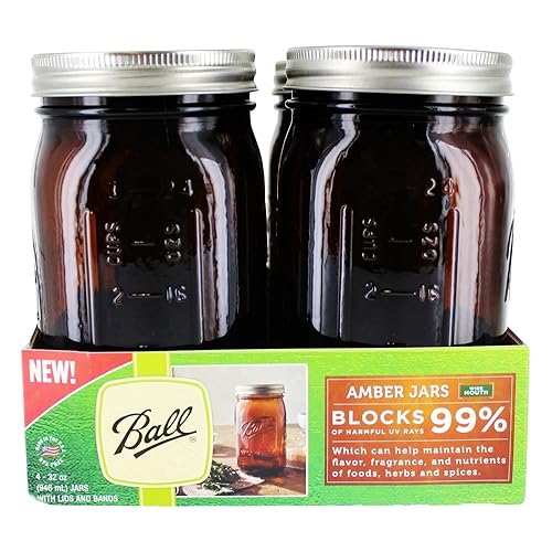 Wide Mouth Canning Jars, Quart, Amber, 4 Count,1440069046