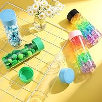 Vista 5 de Hoolerry 16 botellas sensoriales de plástico vacías con tapas, botellas de agua sensoriales de plástico transparente reutilizables para verde