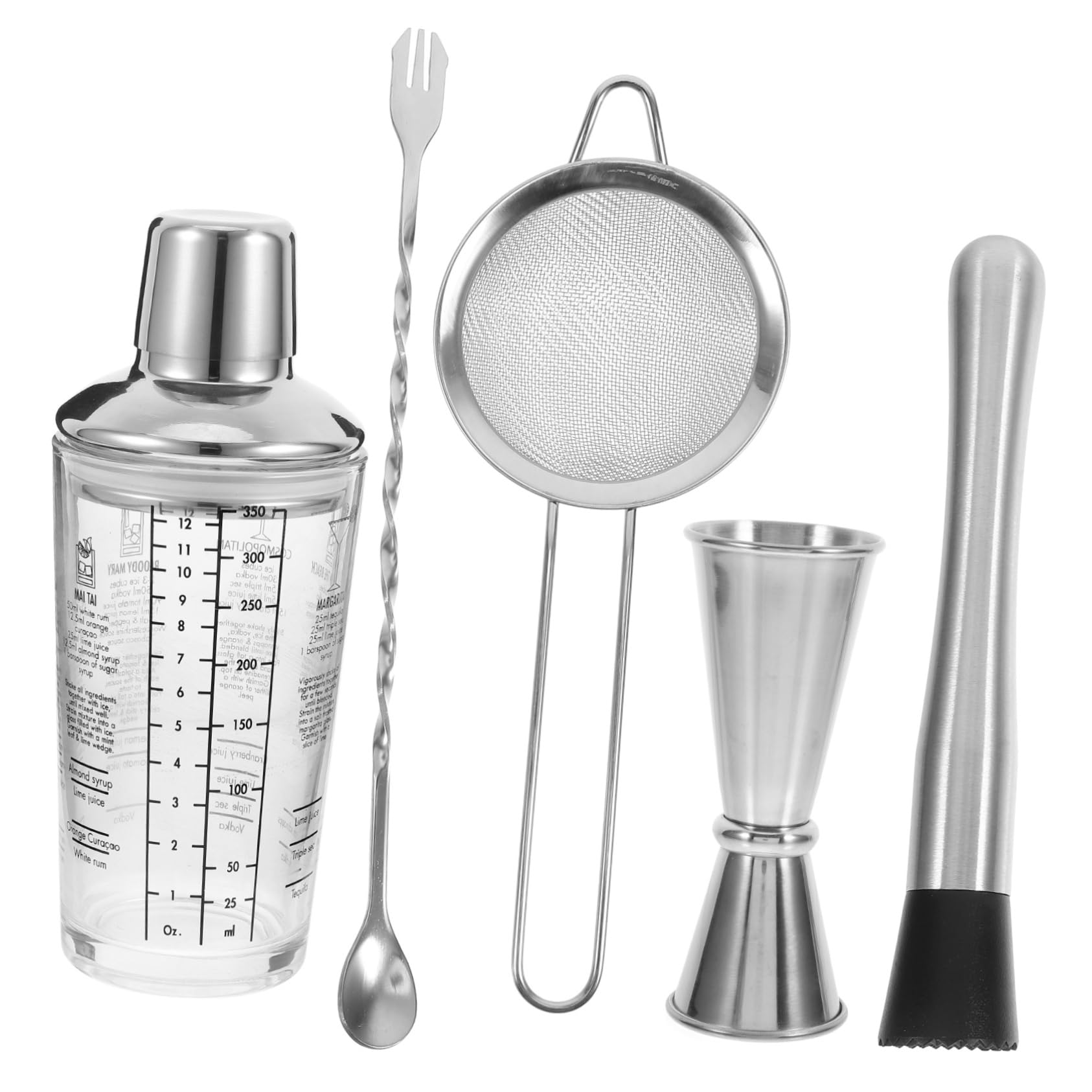 COLLBATH Juego de Coctelera de Vidrio y Acero Inoxidable 350ml, Medida Precisa y Agarre Cómodo, Adecuado para Bares y Cafeterías