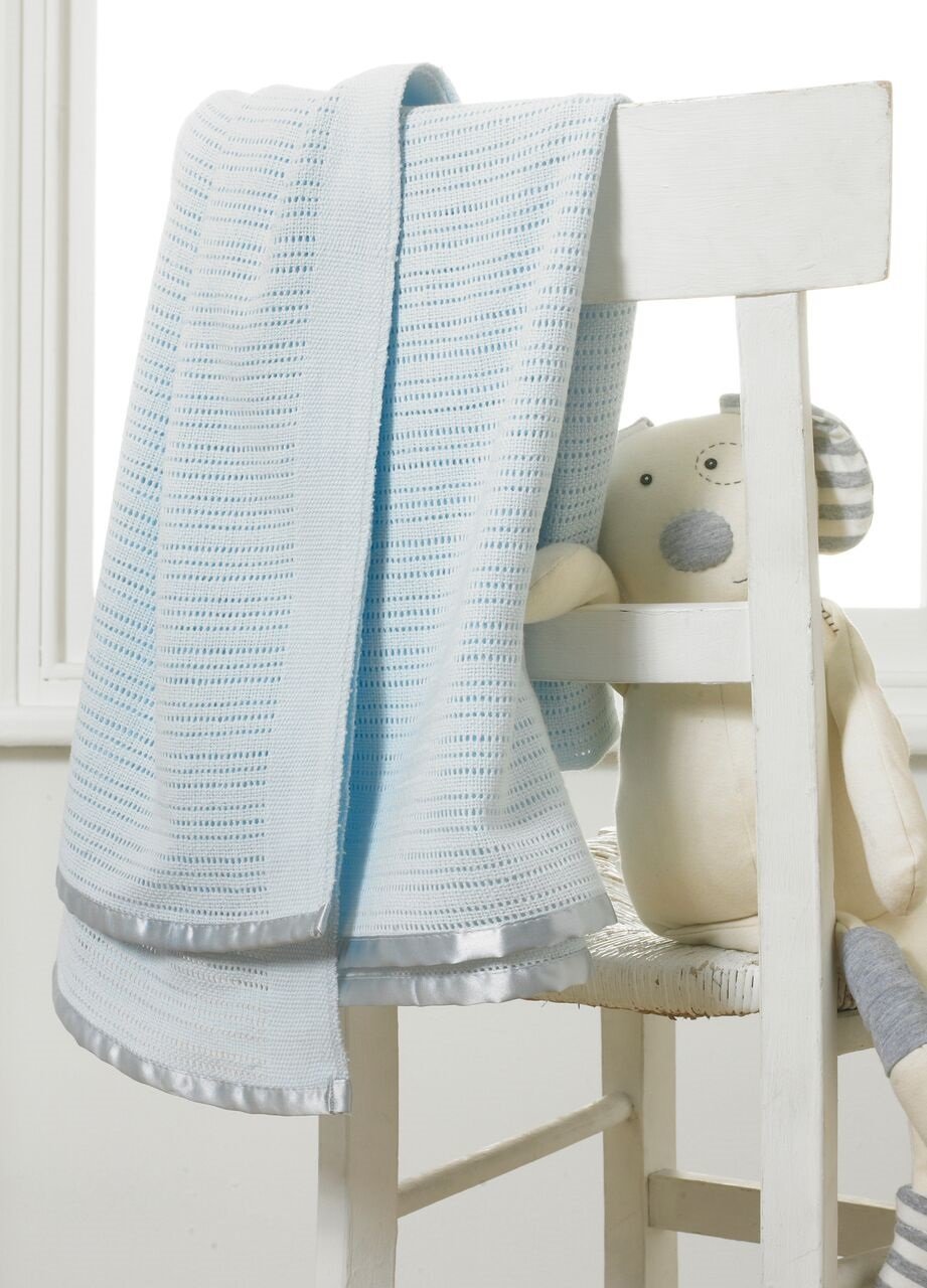 Great Knot Light Blue Cellular 100% Cotton Blanket For Kids (, Pram 75X100cm)