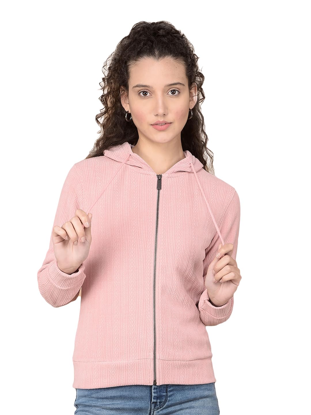 crimsoune club Women's Pink Jacquard Hooded Neck Sweatshirt-picture-30