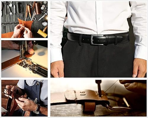 Miniatura 4 de Cinturón de cuero genuino de calidad superior para hombre - Diseño clásico casual y para el trabajo