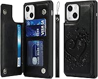 Vista 35 de Cavor Funda para iPhone 13 con tarjetero, funda tipo cartera para mujeres y hombres, fundas de teléfono para iPhone 13 con soporte y correa, funda