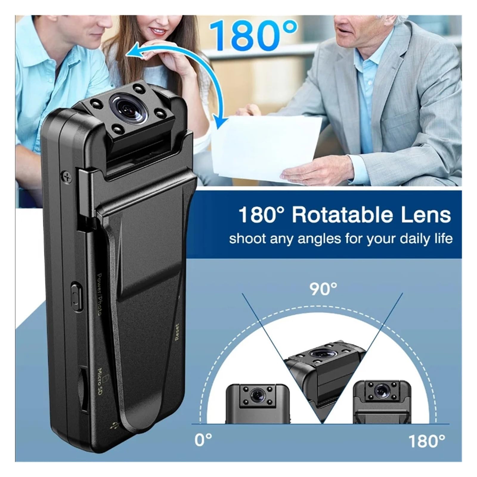Mini cámara montada en el Cuerpo de 1080P HD for Coche, grabación vídeo DVR, visión Nocturna IR, Clip Trasero, videocámaras magnéticas, Equipo Senderismo