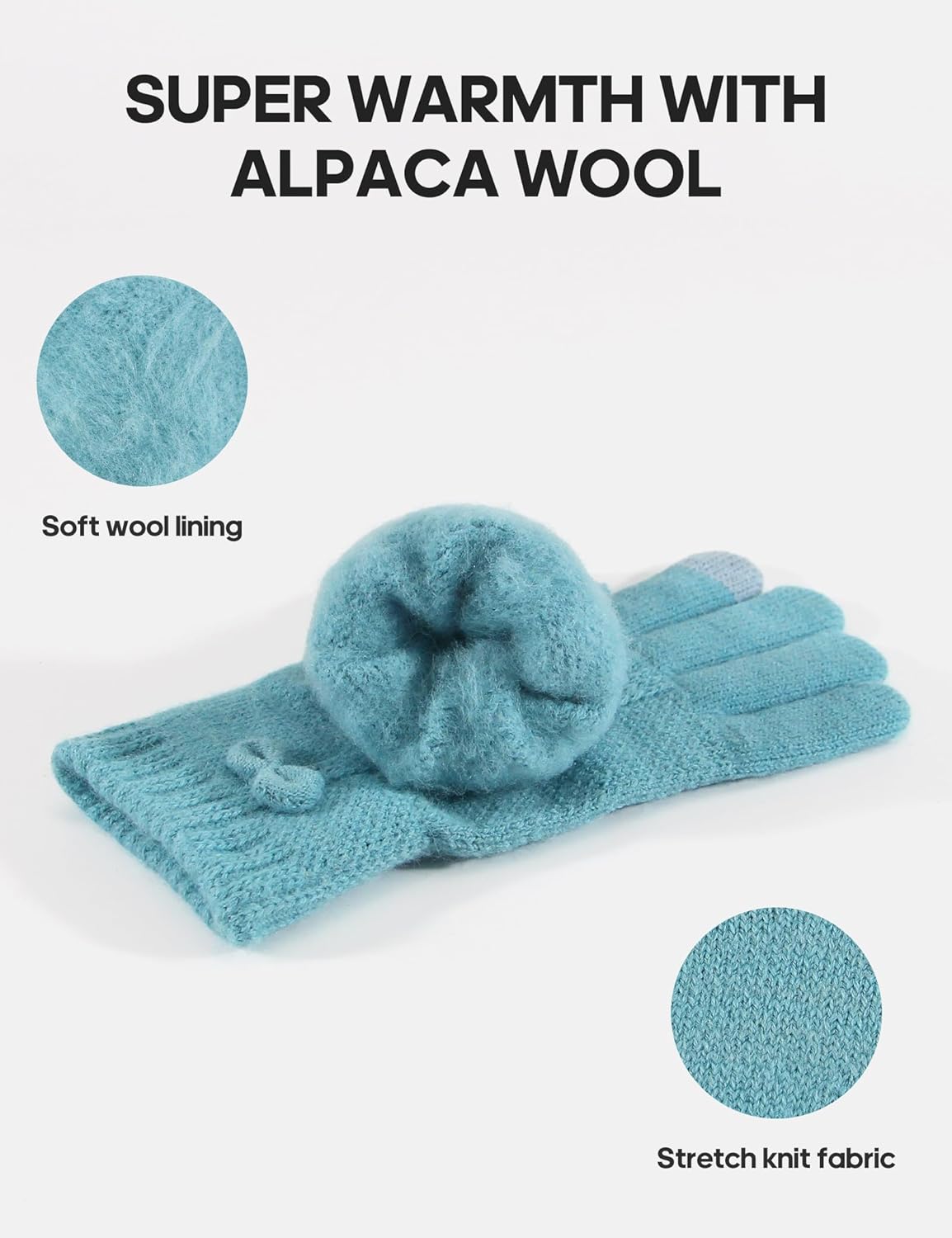 3 Pairs Women's Winter Knit Gloves Touchscreen Cold Weather Gloves Fleece Lined Gloves for Women - Image 3