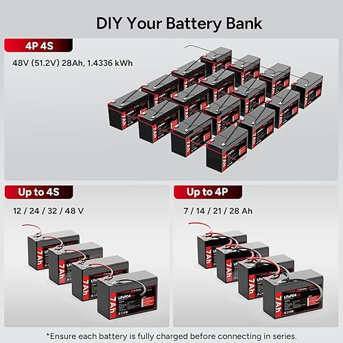 Miniatura 6 de DR.PREPARE Batería LiFePO4 de 12 V 8 Ah, baterías de litio de 12 V con BMS de 8 A, batería recargable de fosfato de hierro y litio de ciclo profundo