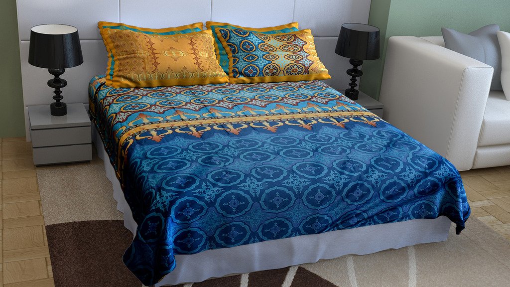 Portico New York Neeta lulla Cotton Printed Flat King Size 1 Double Bed Sheet with 2 Pillow