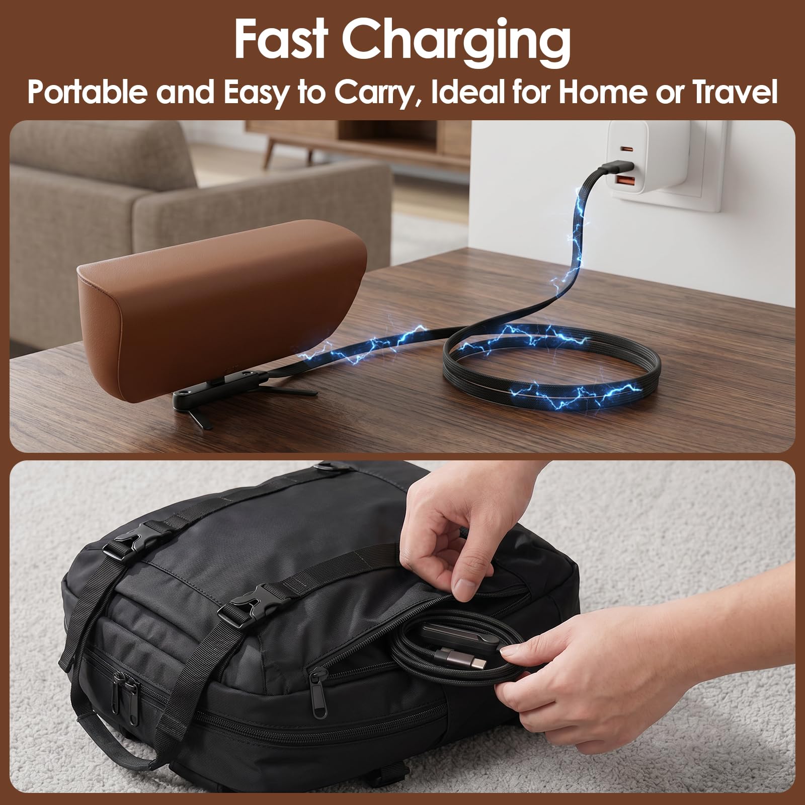 Soporte de carga plegable compatible con Ray Ban Meta/Display estuche de carga y teléfono, 240 W rápido USB C a USB C cable de carga multifuncional para caja de gafas inteligentes