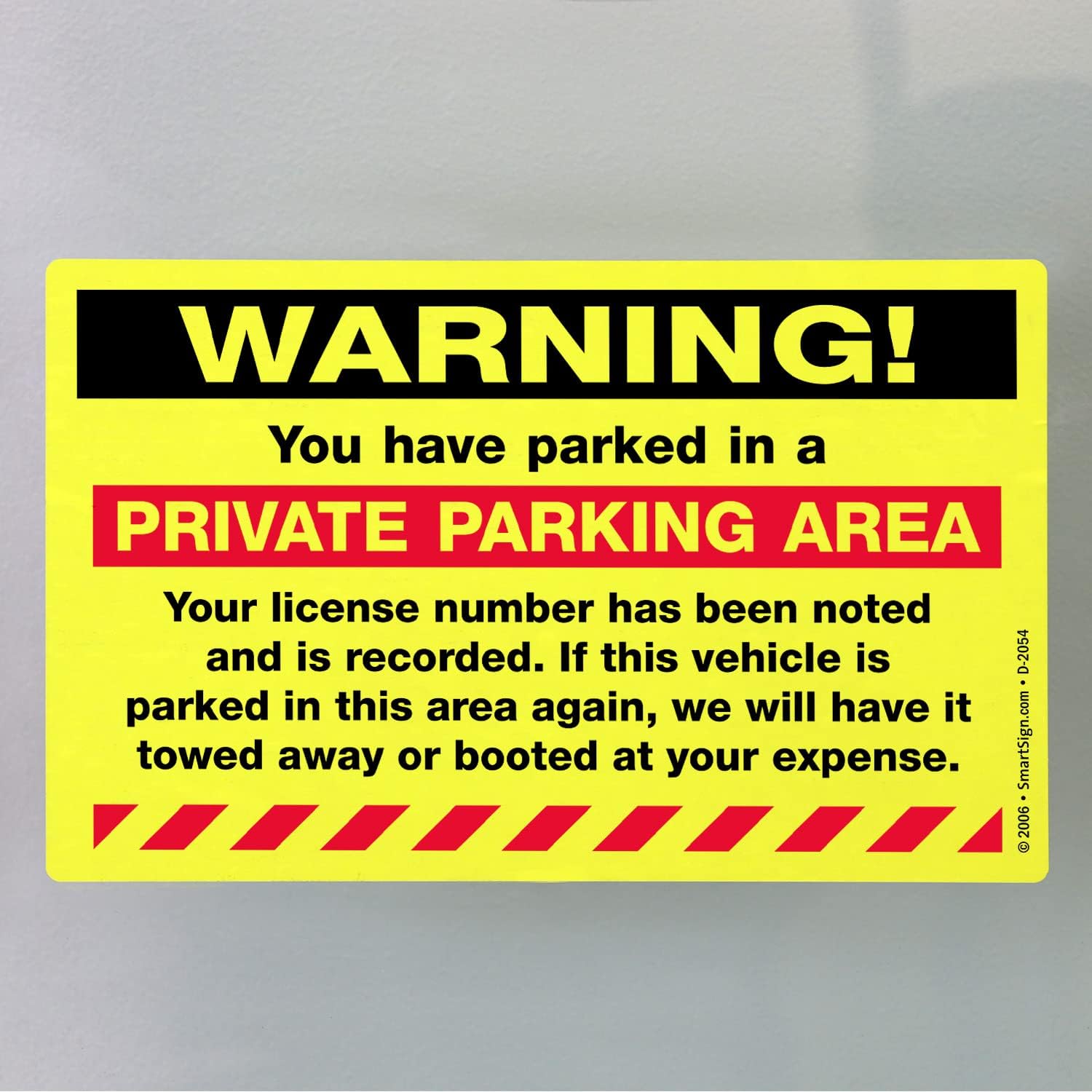 SmartSign 'You Have Parked in Private Parking Area' Violation Stickers, Book of 50 Labels, 5" x 8", Tow Warning Parking, Hard to Remove Write-On Tickets, Fluorescent