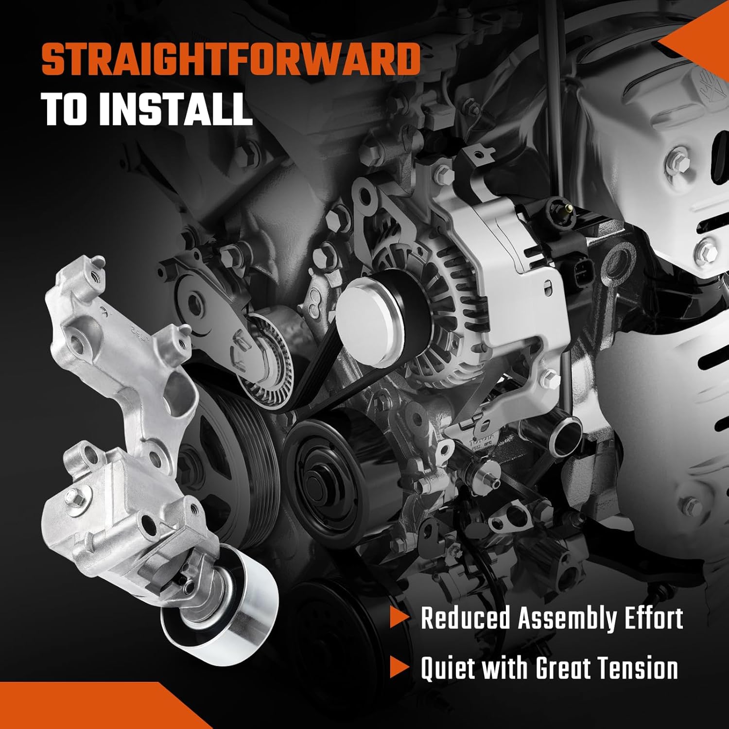 Belt Tensioner Assembly with Pulley Fit for Toyota Camry 2007-2017, Avalon 2005-2018, Sienna, Highlander, Fit for RAV4, Venza & Lexus ES350, IS250, RX350, Replace# 1662031040