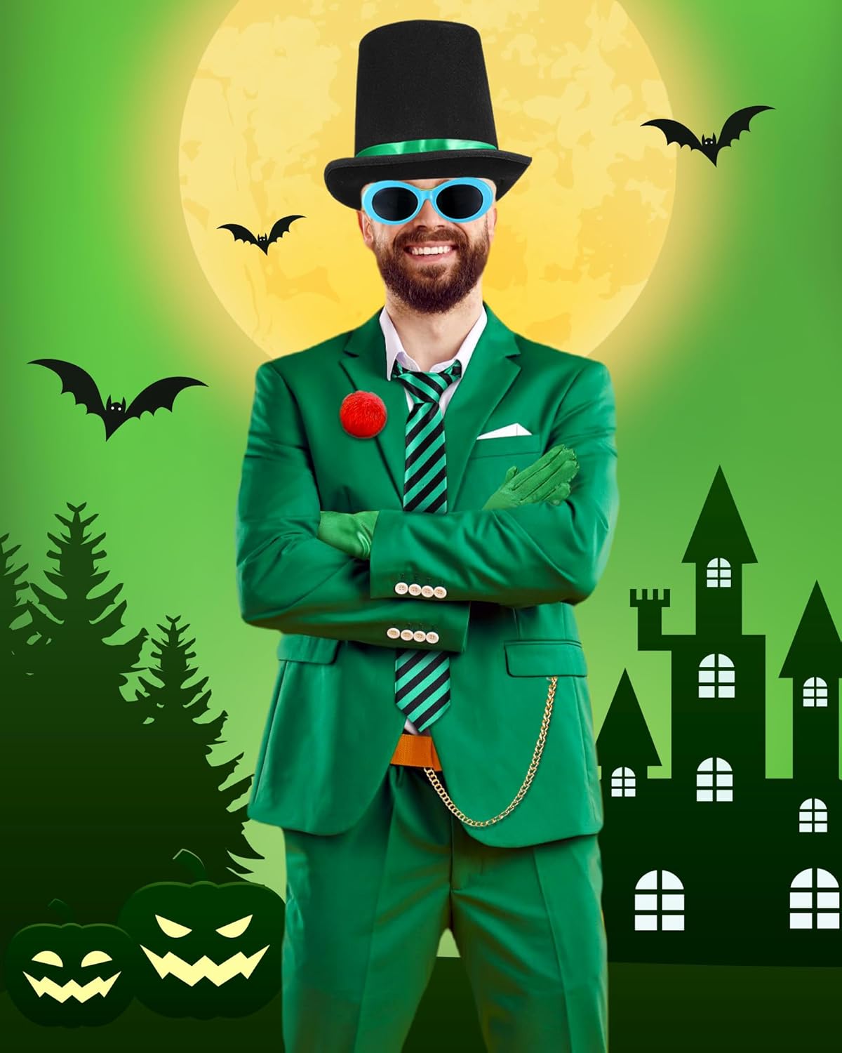 6 Pcs Green Adult Top Hat Costume Accessories for Halloween Cosplay Role Play - Image 3