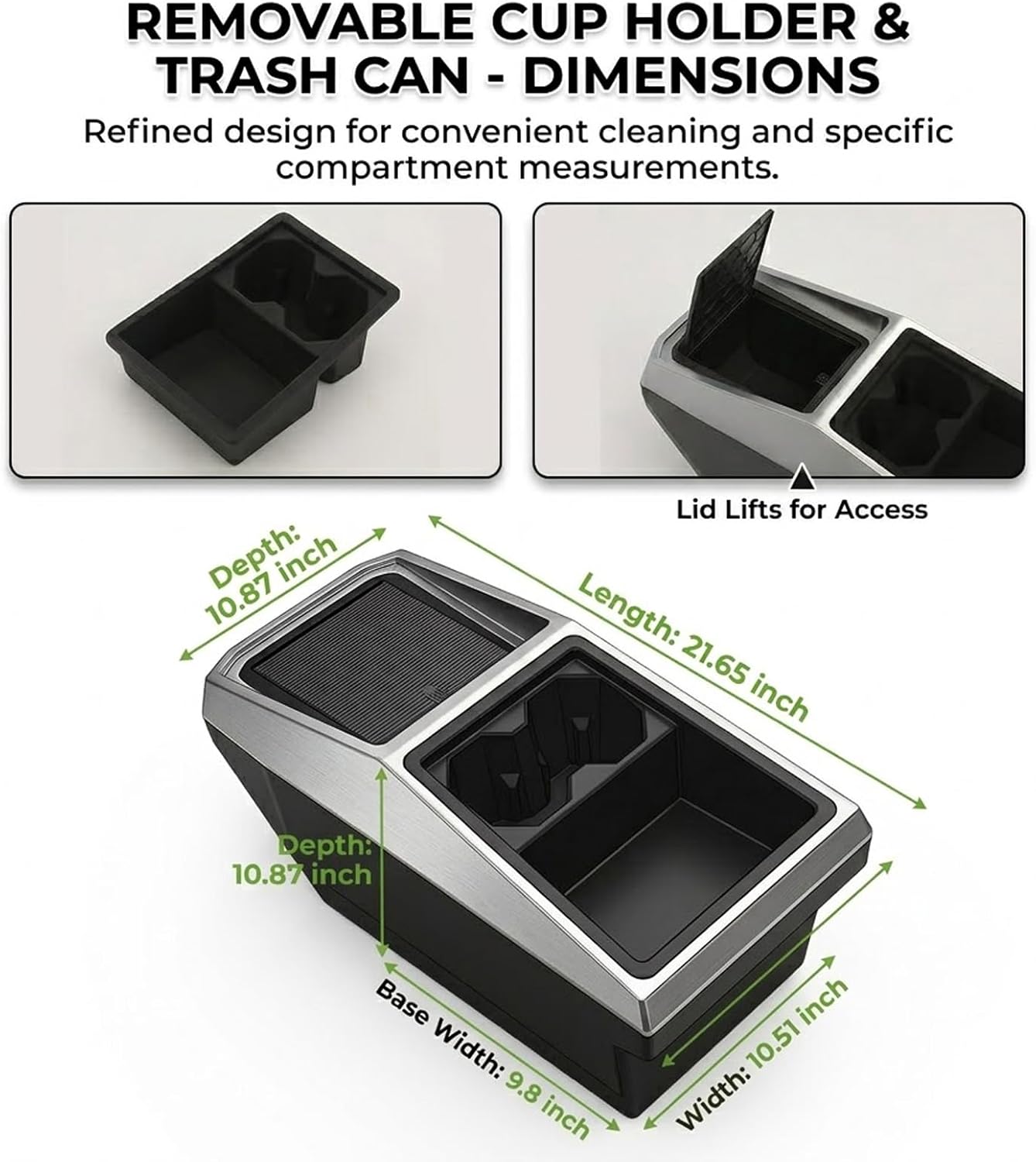 Floor Center Console Organizer for Tesla Cybertruck 2024-2026, Cybertruck Accessories Interior Storage Box, Double Layer Tray Insert, Anti-Slip TPE Console Organizer