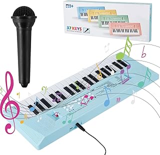 Kids Piano Keyboard, 37 Key Electric Piano Keyboard with Microphone and Recording, Multi-Function Electric Piano, Portable Electronic Keyboard Piano Educational Toys for Kids Over 3 Years Old