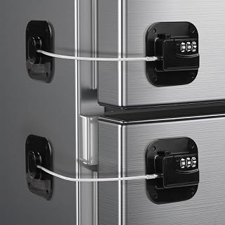 Child Proof Refrigerator Lock, 3 Digit Code Child Proof Fridge Lock for Kids, No Drill Self Adhesive Baby Safety Locks for Oven, Cabinet, Toilet Seat & Furniture, 2 Pack, Black