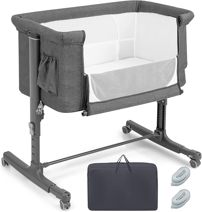 HONEY JOY Baby Bedside Sleeper, 3in1 Easy