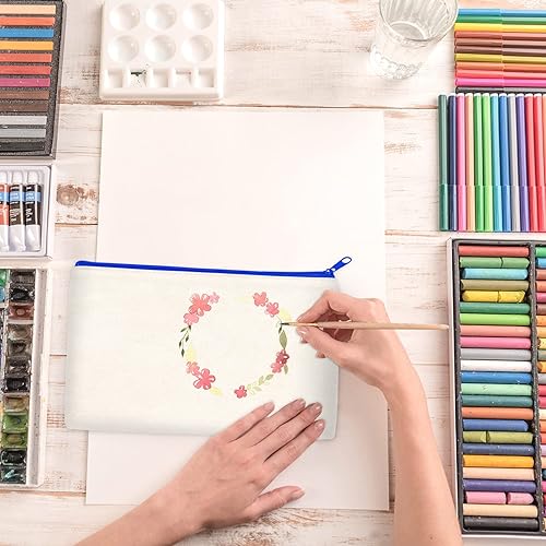 Vista 37 de ZeeDix Bolsa de lona, bolsa de cosméticos multiusos con cremallera, bolsa de lona con cremallera para manualidades, bolsas de maquillaje en blanco