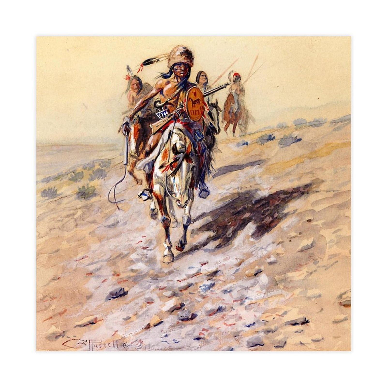 Impression sur toile On The Trail Charles M Russell déco murale 30x30 - 6