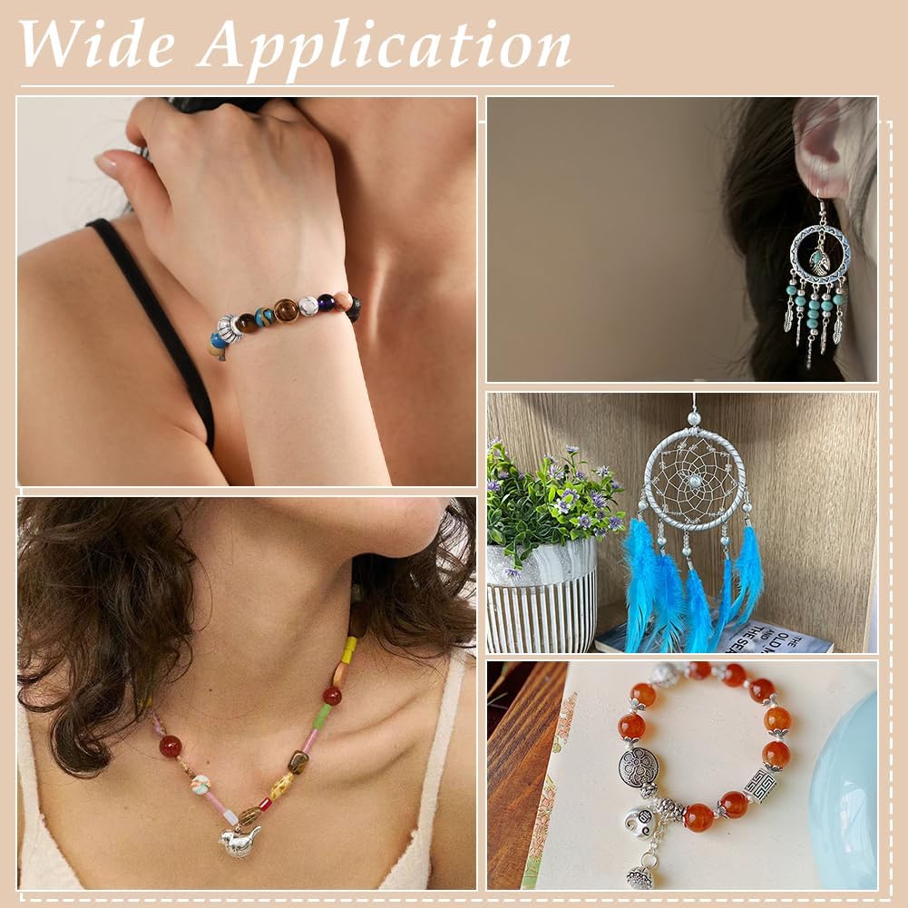 864Pcs 24 Styles Tibetan Style Alloy Spacer Beads Metal Antique Silver Flat Round Bicone Flower Charm Spacers Loose Beads for Jewelry Making Bracelets Necklace DIY Craft