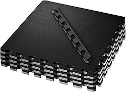 Tatame EVA 1x1m 20mm Preto e Cinza Academia, Crossfit, Artes Marciais, Ginástica e Exercícios em Casa – Piso emborrachado antiderrapante, encaixe perfeito e resistente