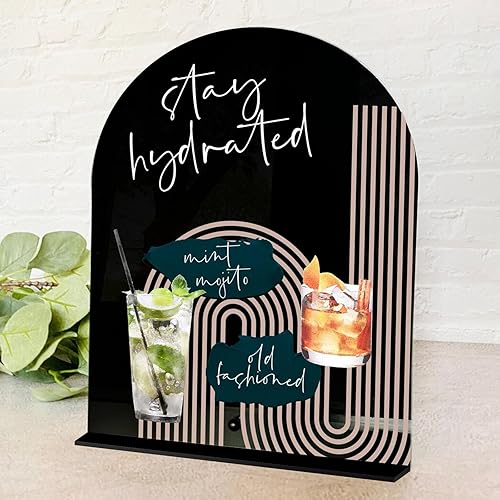 Miniatura 41 de Letrero de arco acrílico con espejo dorado de 5 x 7 pulgadas con soporte, paquete de 10 letreros acrílicos de arco dorado en blanco con base