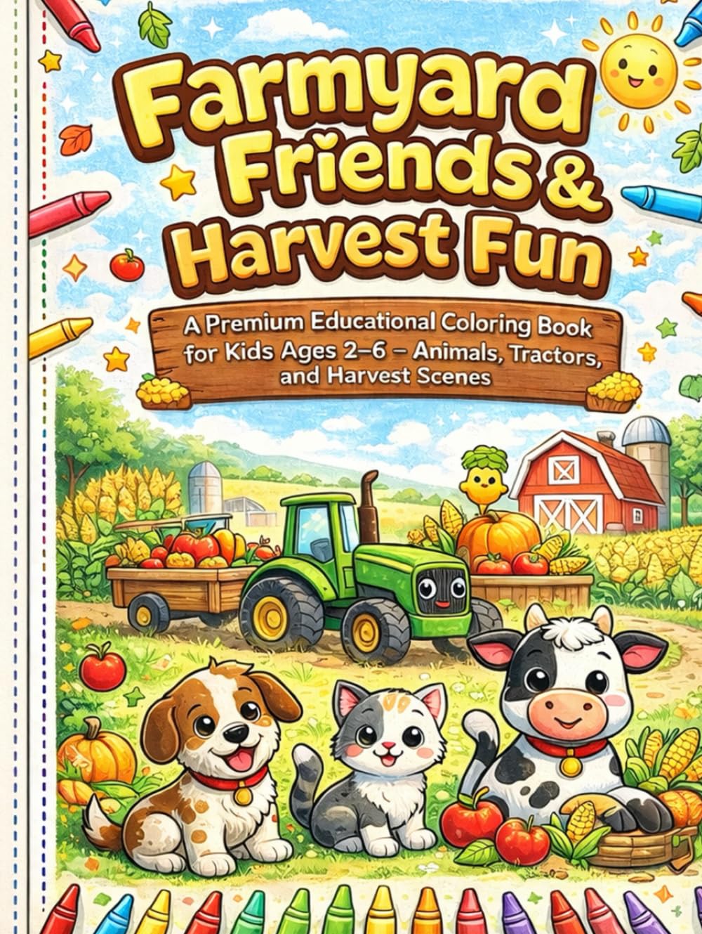 Farmyard Friends & Harvest Fun: A Premium Educational Coloring Book for Kids Ages 2–6 – Animals, Tractors, and Harvest Scenes