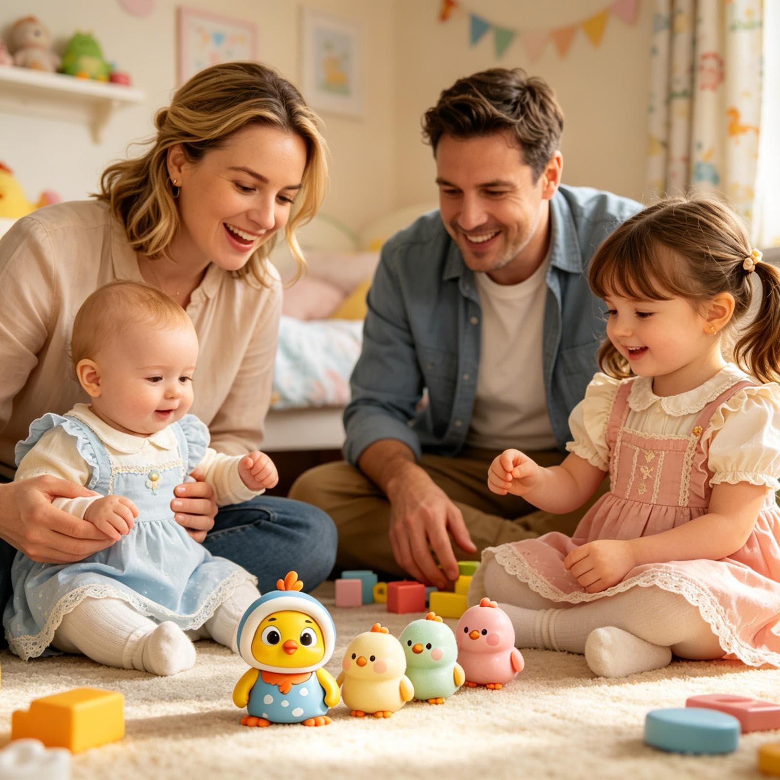 Música infantil| Pollo Manivelante Magnético Iluminado - Interactivo Músico Movimiento - Para Bebés De 0 A 6 Meses Guardería Educación Preescolar Sala de Juegos En Casa Y
