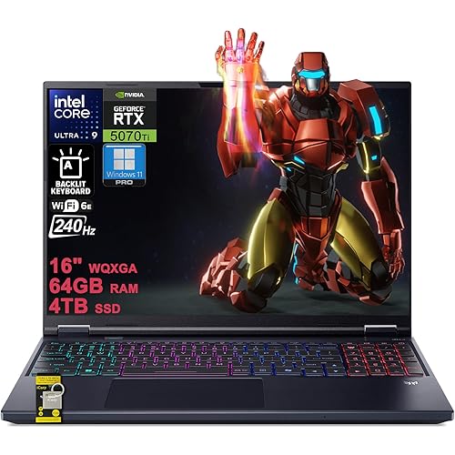 Acer Predator Helios Neo 16S AI Gaming Laptop 16" 2560x1600 OLED 240Hz (100% DCI-P3 G-SYNC) Intel 24-core Ultra 9 275HX 64GB DDR5 4TB SSD GeForce RTX 5070 Ti GDDR7 (Up to 992 AI TOPS) Win11Pro ICP Hub
