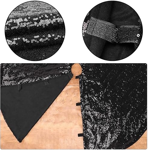 Miniatura 6 de yuboo Mini falda negra para árbol de Halloween, 24 pulgadas, con lentejuelas, adornos de árbol de Navidad con purpurina para árbol de Navidad