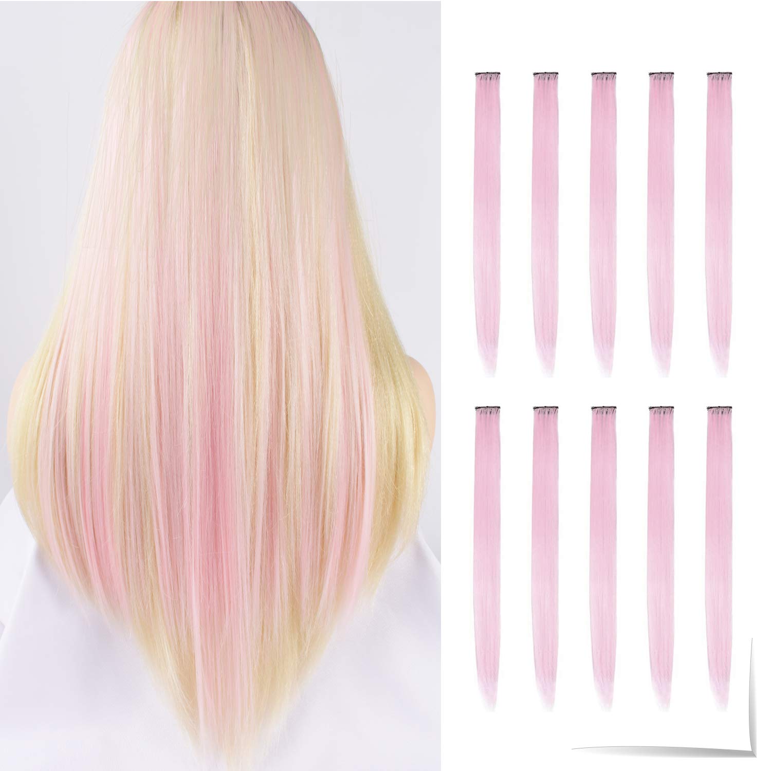 Baby Pink Clip In Hair Extensions / Tutti Fruity Hot Pink And Bright
