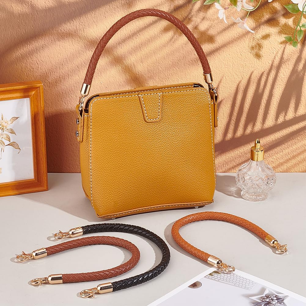 PH PandHall 6pcs Braided Purse Straps Replacement Strap 3 Colors PU Leather Bag Handles Handbag Strap with Lobster Claw Clasps 40.7x1.3x1.2cm for Handbag Shoulder Bag Wallet DIY Bag Accessories