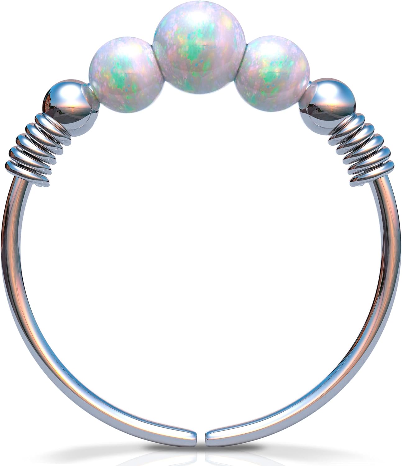 Silver Helix Rings One Color Opals - Image 2