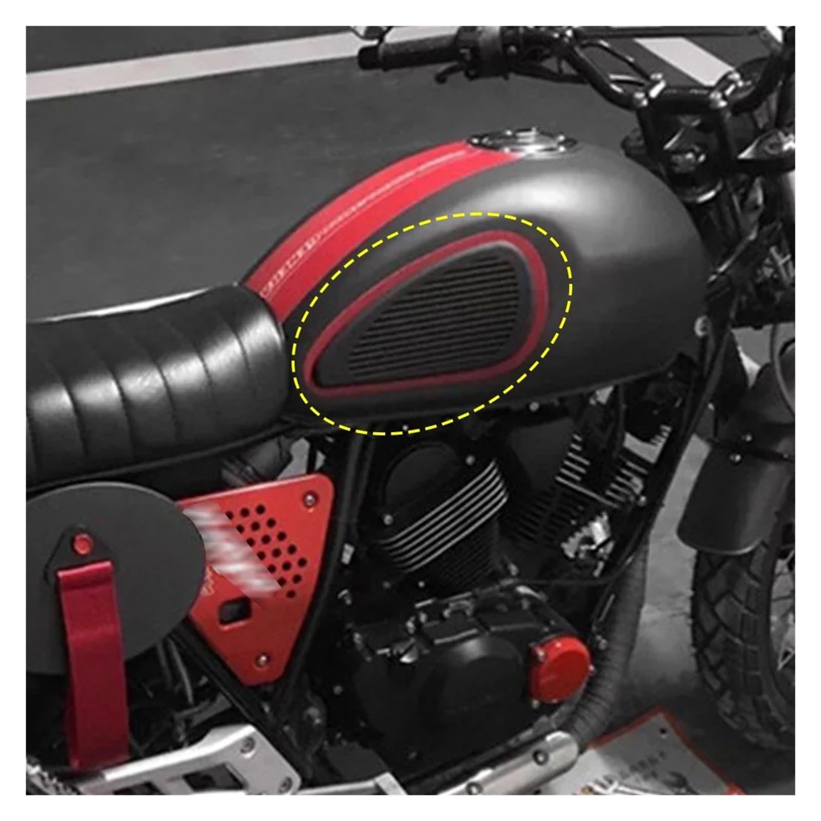 Płyta ochronna zbiornika 1 para motocykl motocykl zbiornik nakolanniki naklejki klasyczny Retro zbiornik paliwa gazowego podkładka gumowa osłona ochronna część osłony(Black)