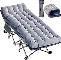 Vista 23 de Slsy Cuna de campamento con colchón de espuma viscoelástica de 2 pulgadas, cama plegable acolchada mejorada con bolsa de transporte, catre de dormir