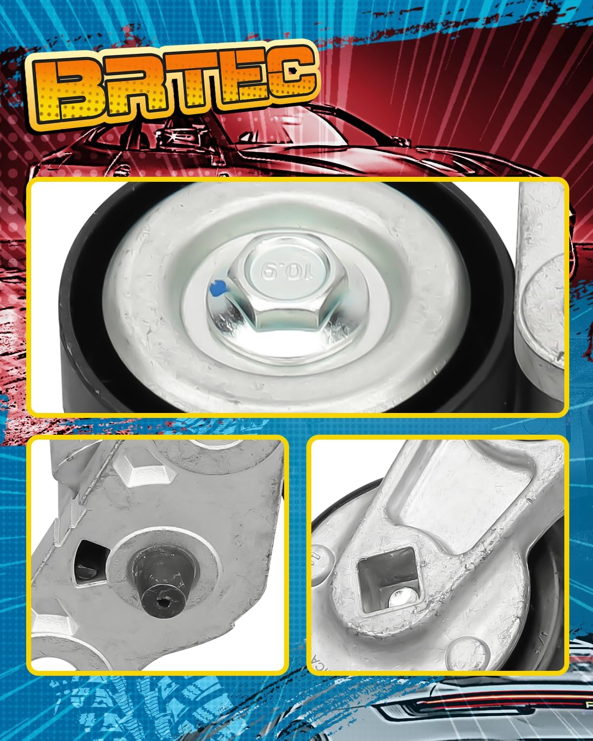 38159 Belt Tensioner with Pulley for 1999-2007 Chevy Silverado 1500 for 2002-2008 Cadillac Escalade for 2004-2007 Buick Rainier 4.8L 5.3L 6.0L Replace# 12562065, 12565372