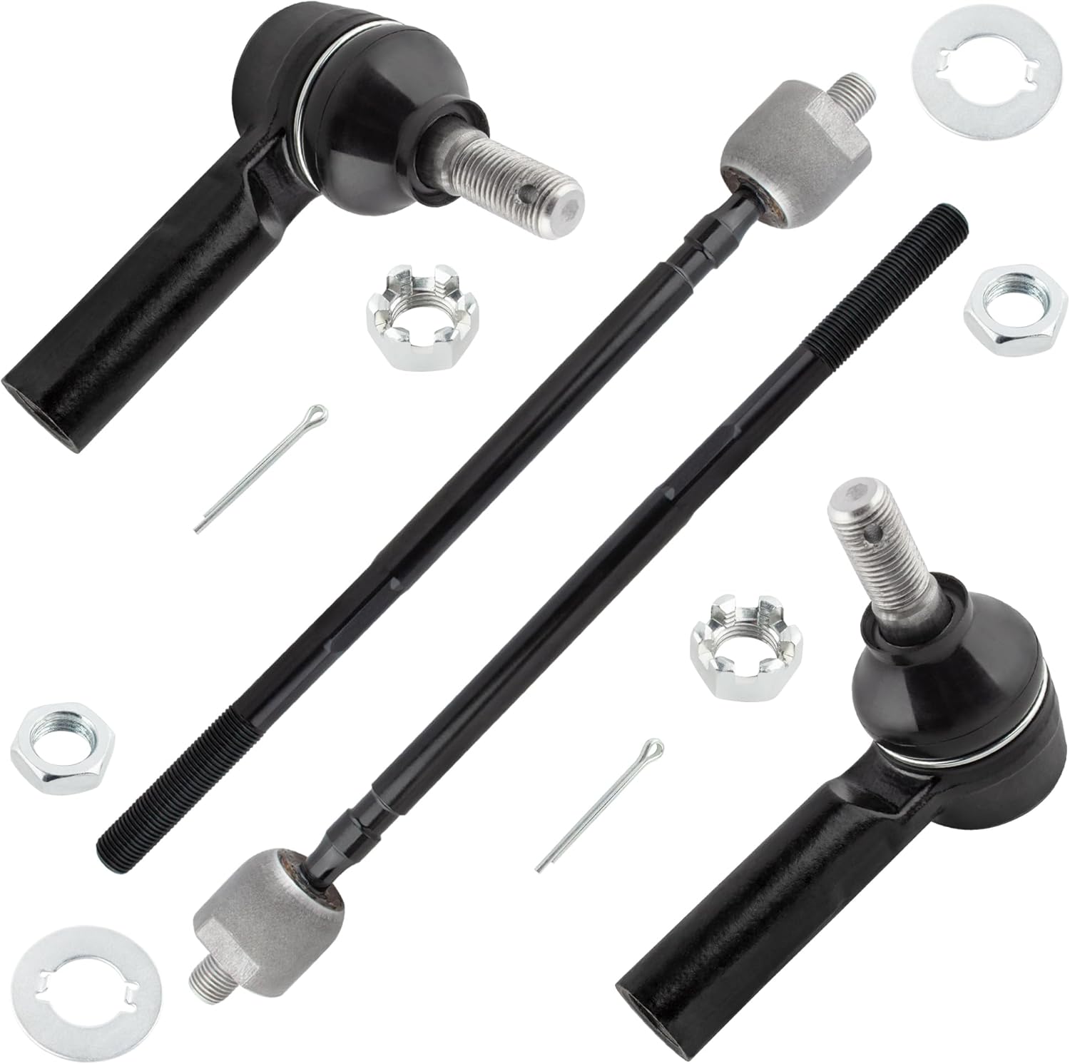 4Pcs Suspension Kit Front Inner & Outer Tie Rods End Links Set Left Driver & Right Passenger Fit For Geo Prizm 1989 1990 1991 1992, For Toyota Corolla 1988-1992 L4 1.6L Replace# EV240 ES2382