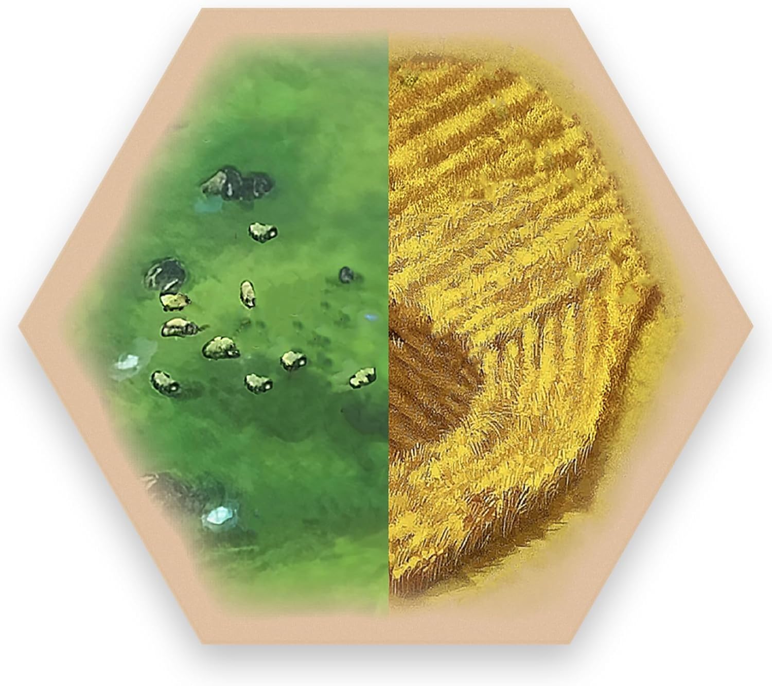Split Resource Multi Hex Replacement Pieces compatible with Catan's Settlers of Catan, Seafarers and Catan Expansions