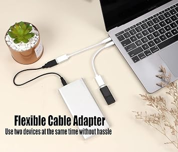 OTG USB-C 3.0 Adapter (2 Pack) Compatible with Tecno Pova 6 Neo 5G to Quick Multi-Use Functions to Backup, Keyboard, mice, Thumb Drives, Saves, More (White)