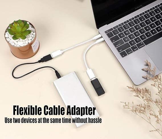 OTG USB-C 3.0 Adapter (2 Pack) Compatible with Tecno Pova 6 Neo 5G to Quick Multi-Use Functions to Backup, Keyboard, mice, Thumb Drives, Saves, More (White)