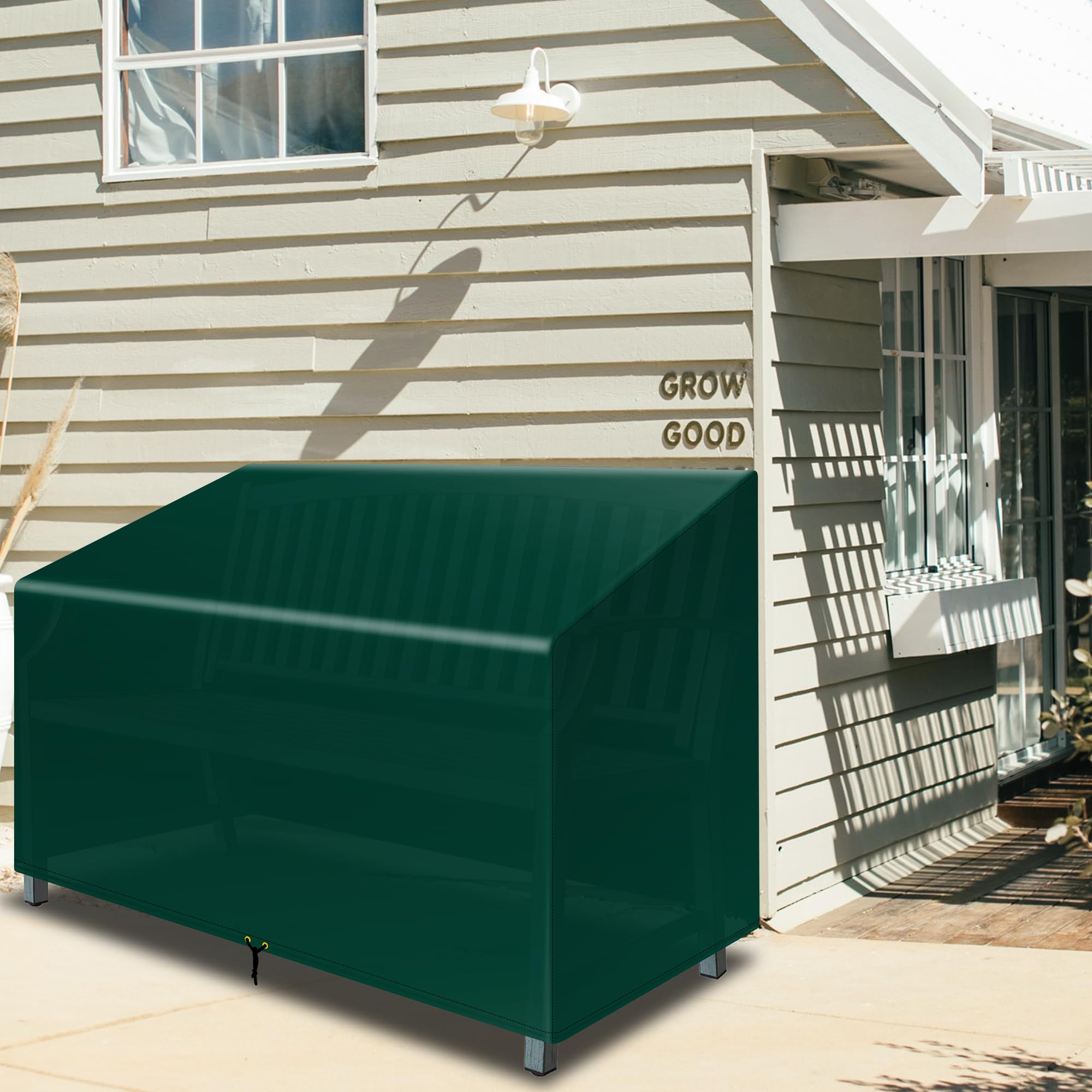 Copertura impermeabile per panca da giardino a 3 posti, 163 x 66 x 63/89 cm, antivento, protezione UV, per mobili da giardino esterni, con coulisse
