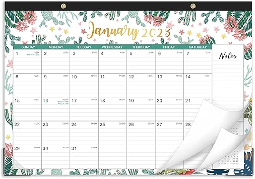December 2023 Desktop Calendar Amazon.com : 2022-2023 Desk Calendar - 18 Monthly Desk/Wall Calendar  2-In-1, July 2022 - December 2023, 16.8" X 12", Thick Paper With Corner  Protectors, Medium - Embroidered Cactus : Office Products