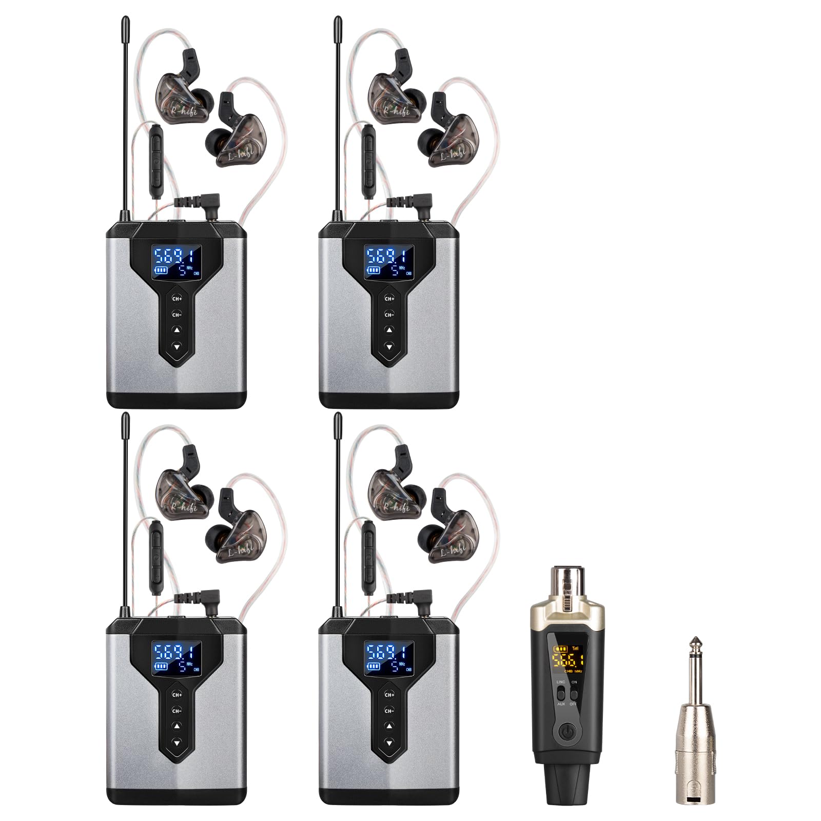 Depusheng T9-2 Drahtloses In-Ear-Monitoring-System mit Senderclip am Empfänger Automatische Kopplung In-Ear-Monitoring für Studio, Gitarre, DJ, Live-Auftritte (4)