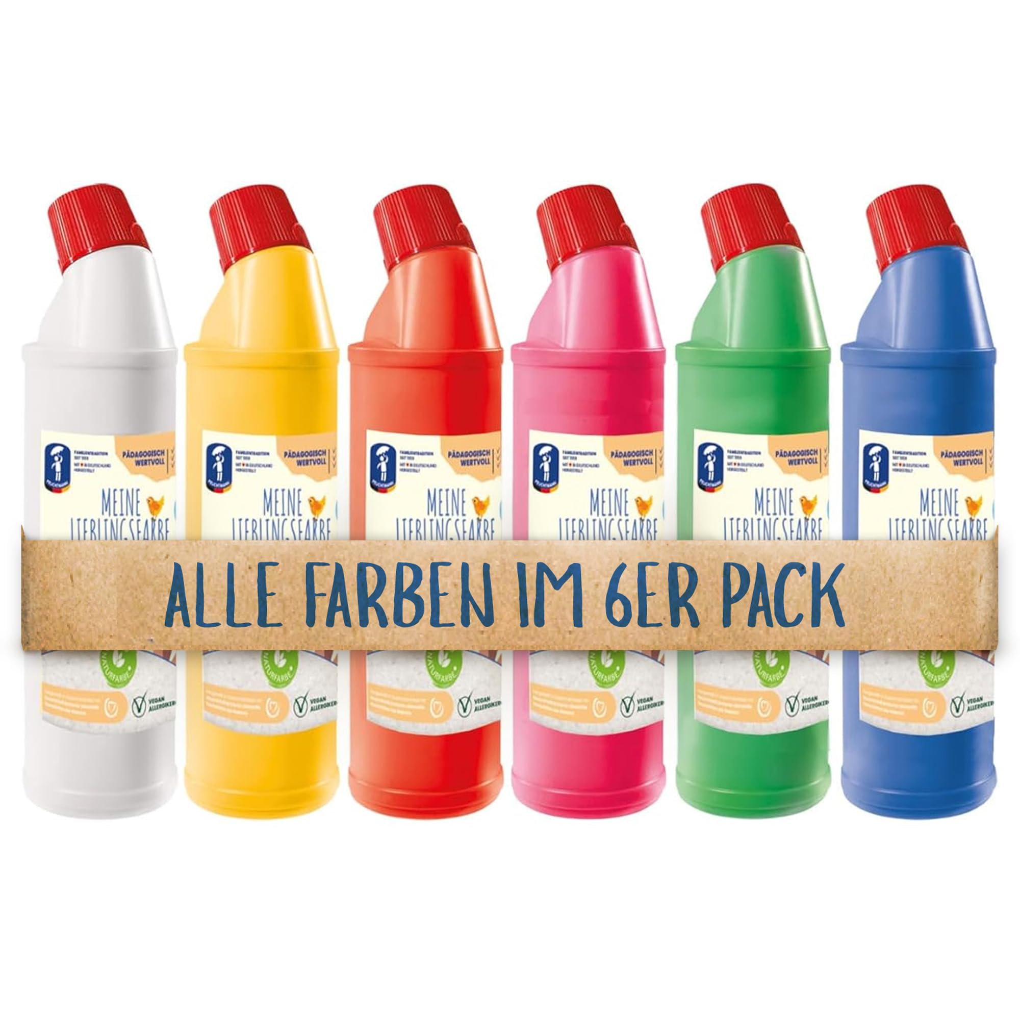 Feuchtmann MEINE LIEBLINGSFARBE im 6-er Pack I je 900g ungiftig cremige Fingerfarbe, hautfreundliche Fingermalfarbe auf Wasserbasis