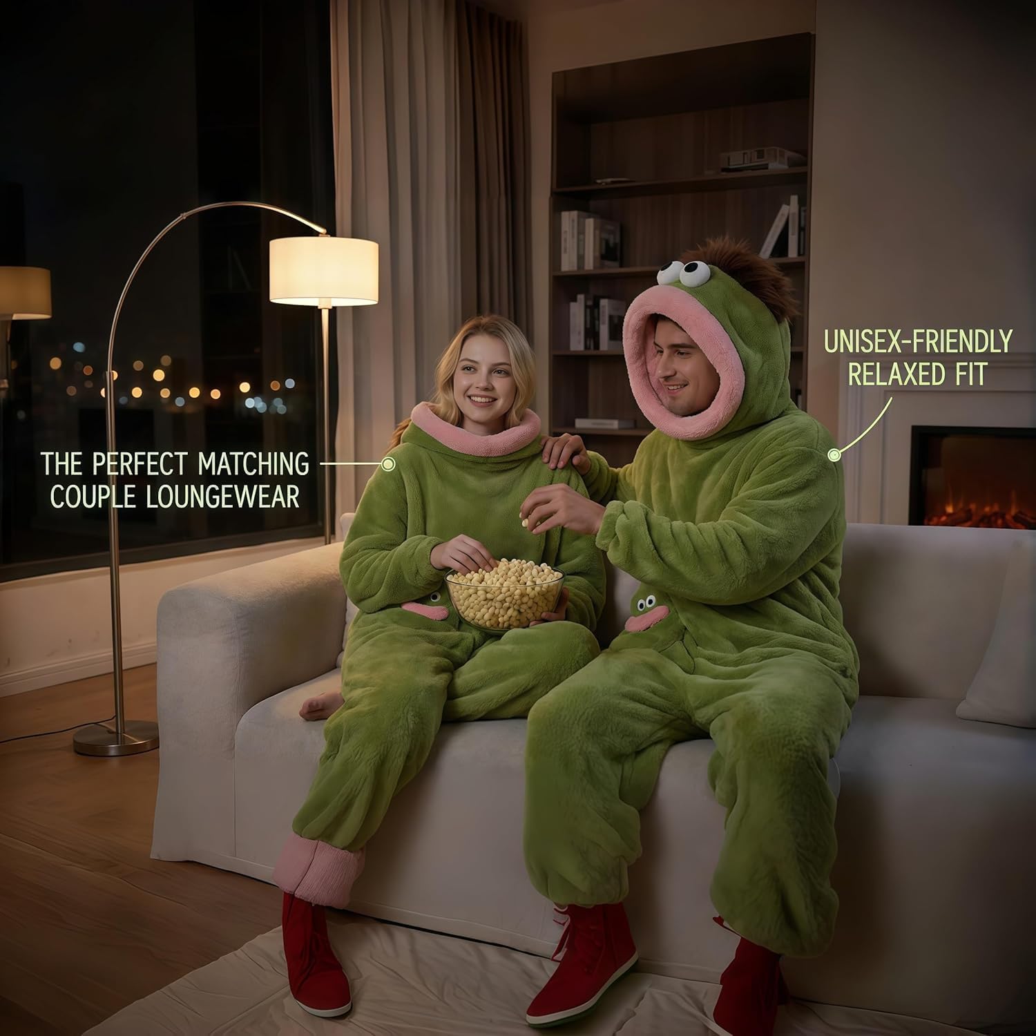 Pijama Divertidos una Pieza, Disfraz Divertido para Parejas, Monos de Disfraz de Animales Divertidos, Monos de Cosplay de Forro Polar, Pijamas cómodos de Forro Polar para Unisex