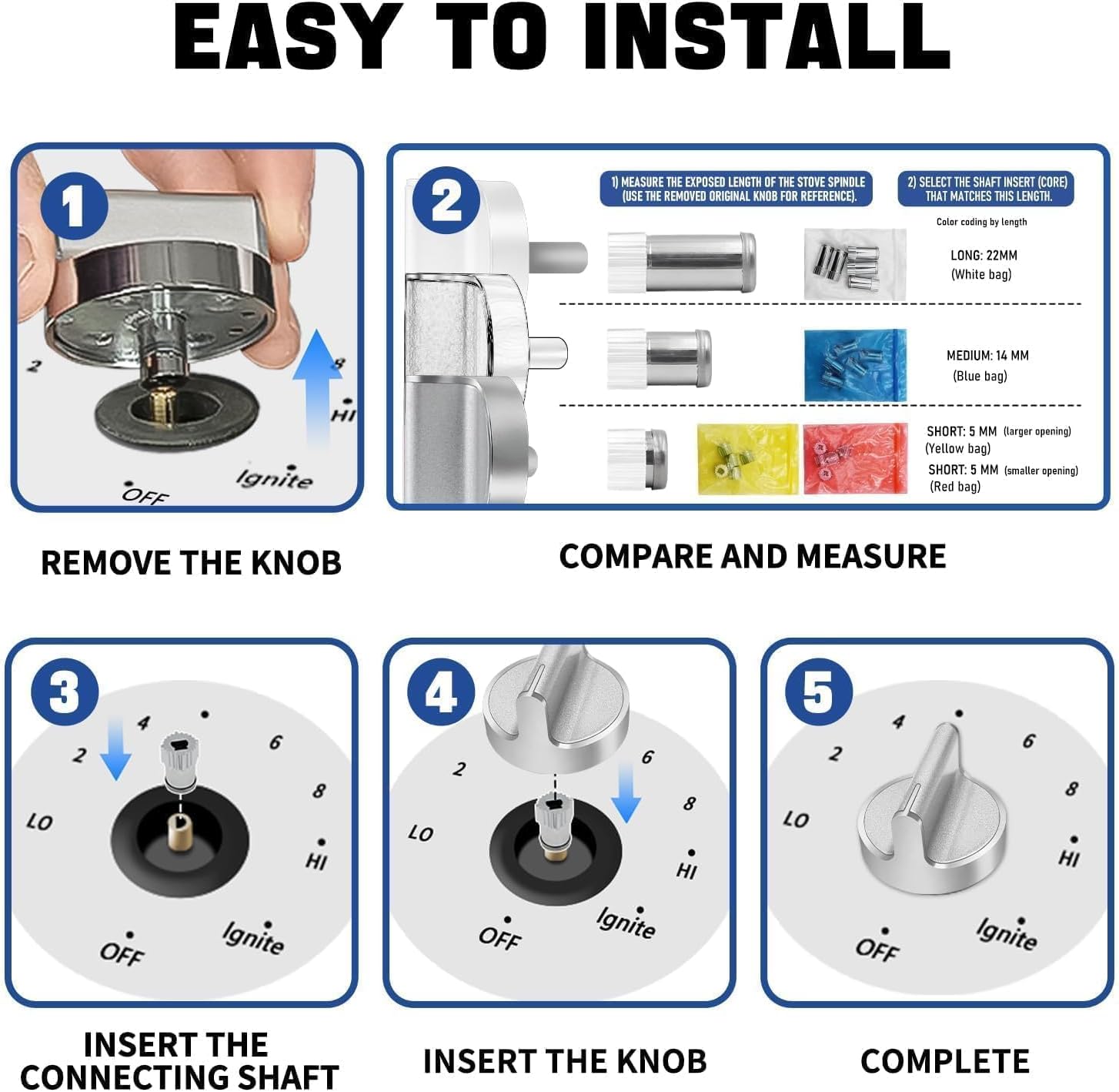 Upgraded W10594481 W10766544 Gas Stove Knobs Replacement Compatible for Whirlpool Gas Range Knobs Replace W10339442 W10828837 W10698166 W10818230 - Stronger Design and More Adaptation Options