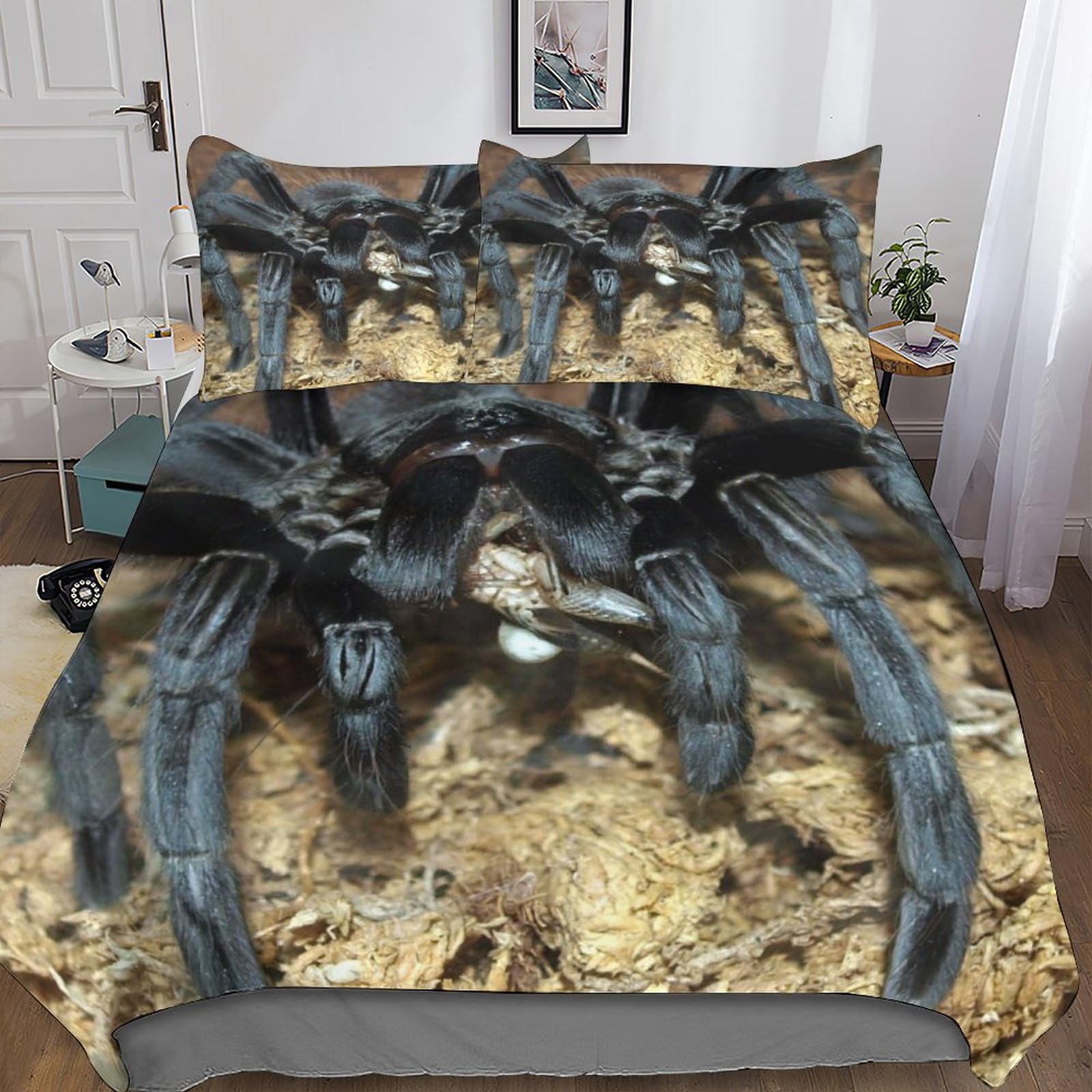 Housse de couette araignée 3D en microfibre avec ses taies d'oreiller