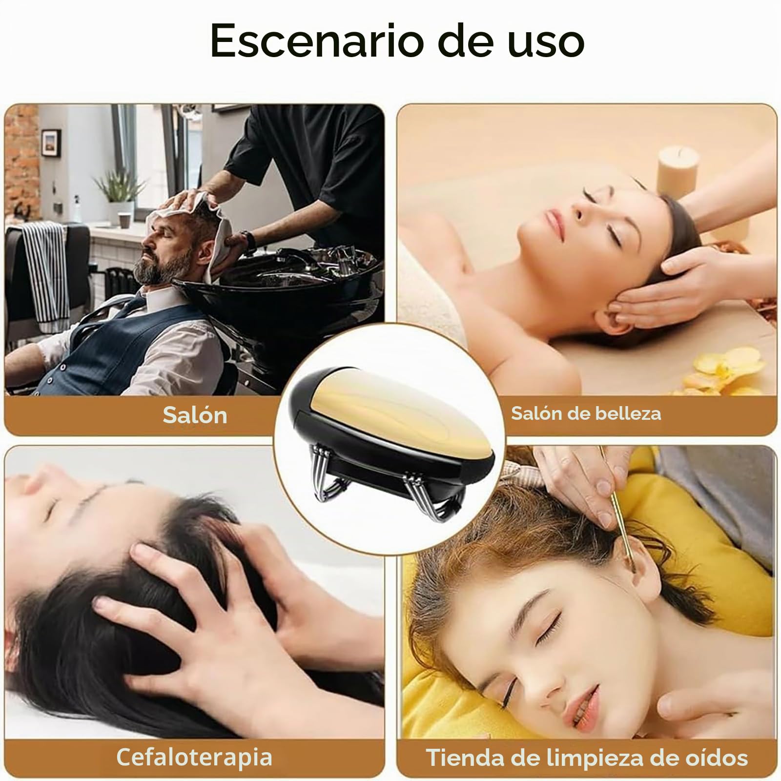 Masajeador de Barbería para Hombres, Profesional, Inalámbrico, de Metal, de Mano, con, Carga USB, Masaje de Cabeza, 2 Nodos de Masaje, Aparato de Masaje