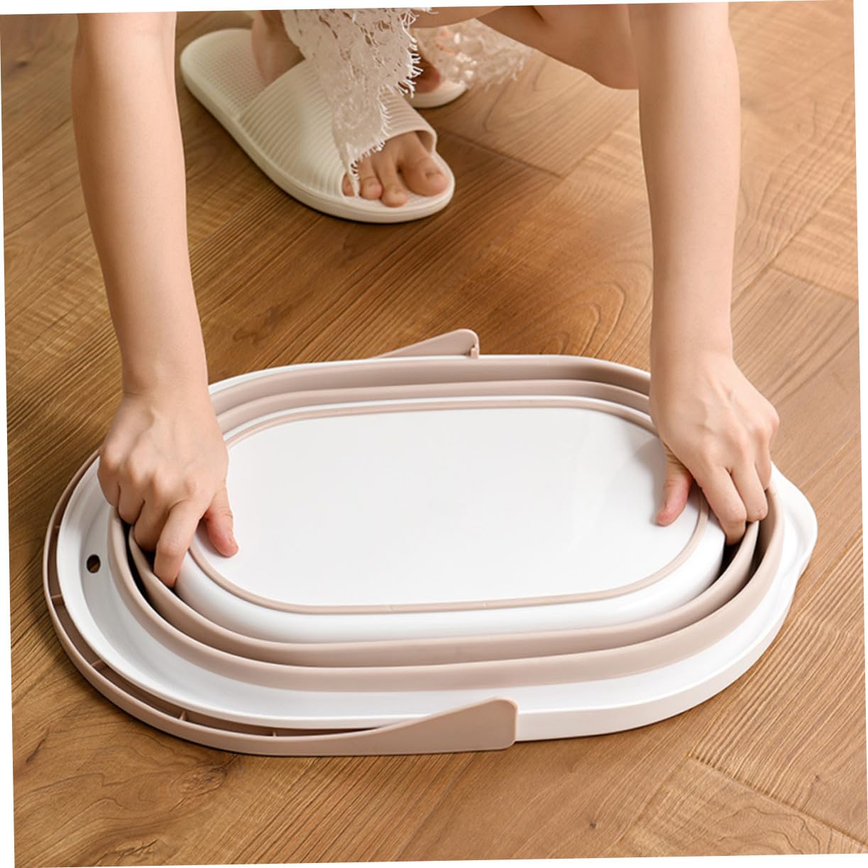 Cubo Plegable para Fregona Portátil de Plástico Resistente Asa Ergonómica para Limpieza Fácil en Hogar y Exteriores
