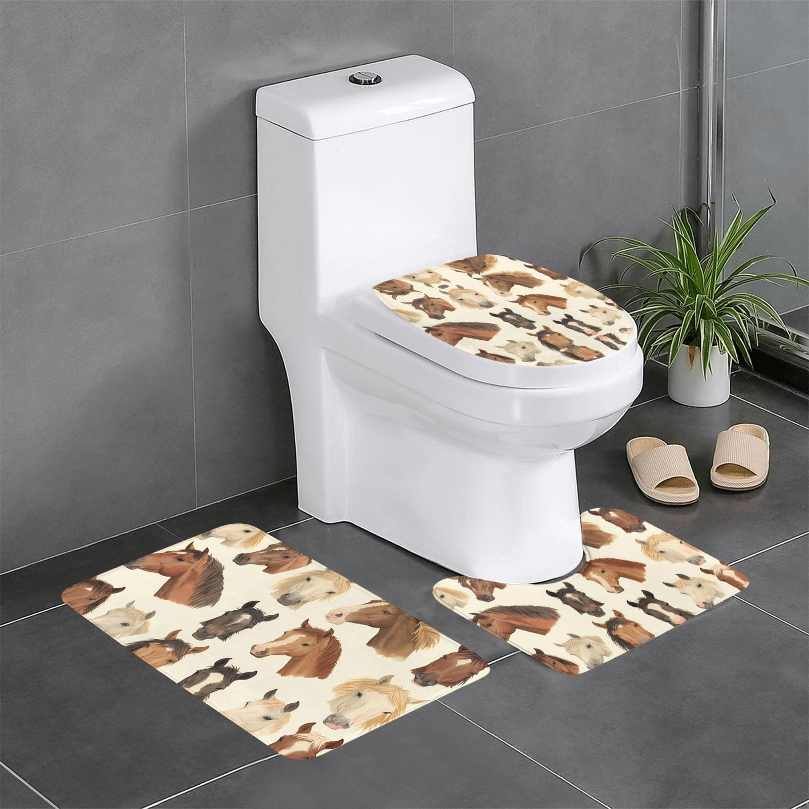 Tapis de salle de bain avec motif chevaux pour une ambiance nature et élégante au quotidien